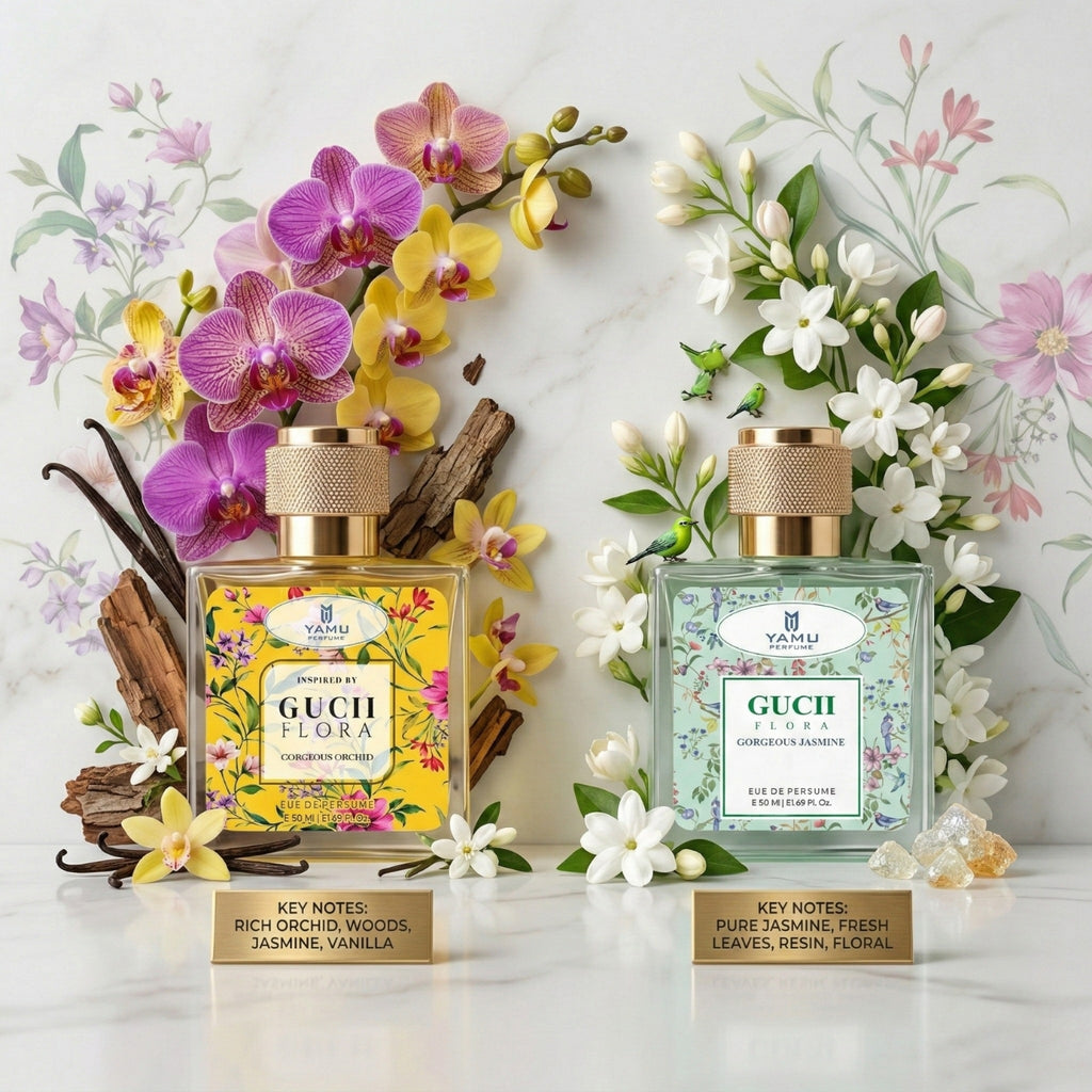 YAMU Floral Perfume Gift Set for Women – Orchid & Jasmine Eau de Parfum, 50ml x 2