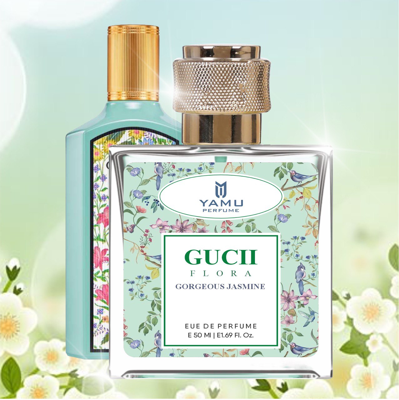 Yamu Perfume Inspired by Gucii Flora Gorgeous Jasmine - Intoxicating & Rich White Floral Eau De Parfum (50ml)